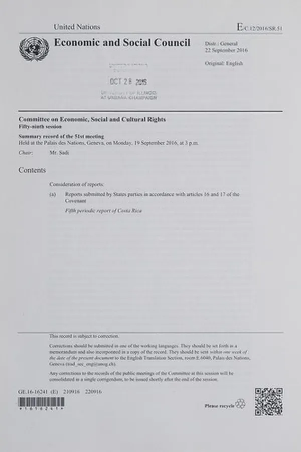 Capa de Summary record of the 51st meeting