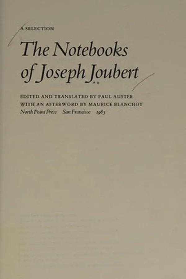 Capa de The notebooks of Joseph Joubert