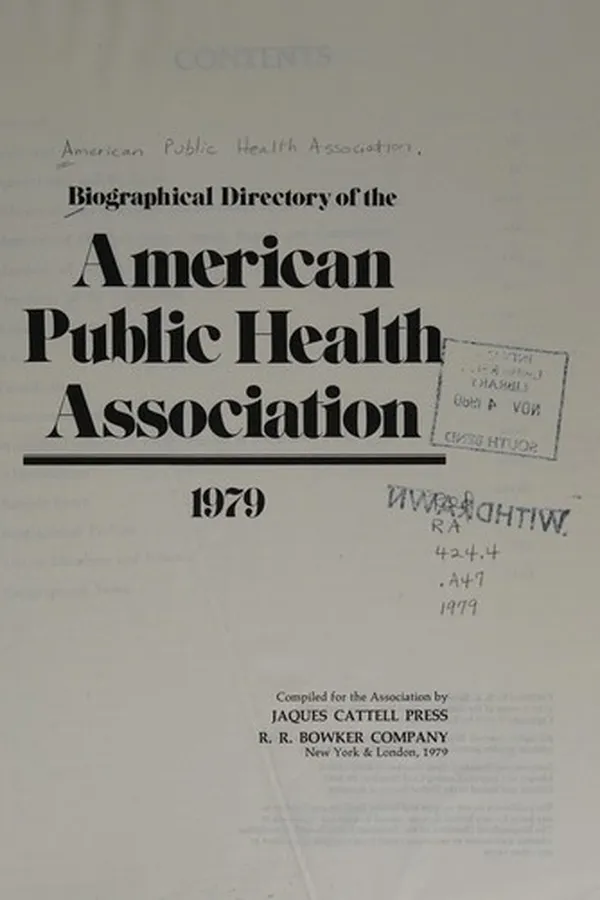 Capa de Biographical directory of the American Public Health Association, 1979
