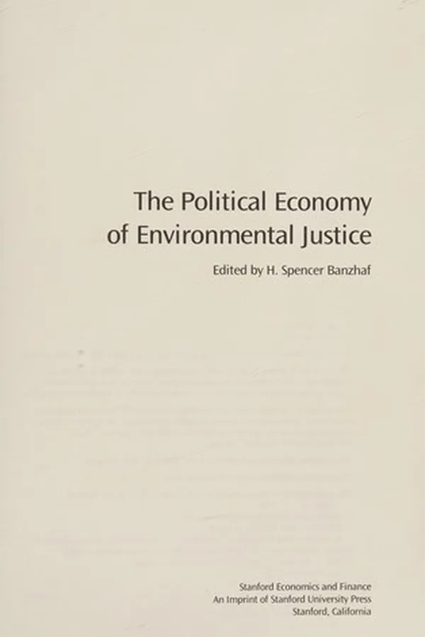 Capa de The political economy of environmental justice