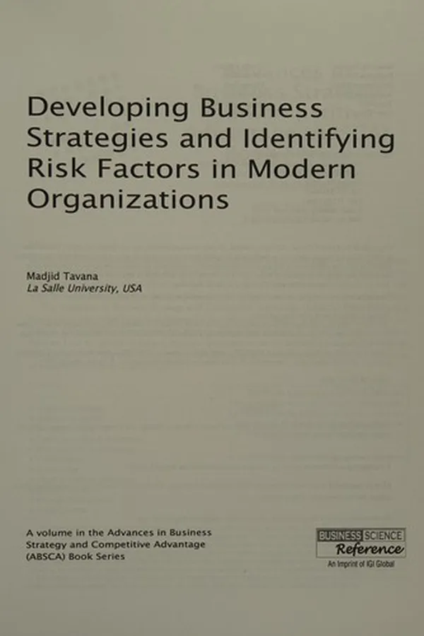 Capa de Developing business strategies and identifying risk factors in modern organizations