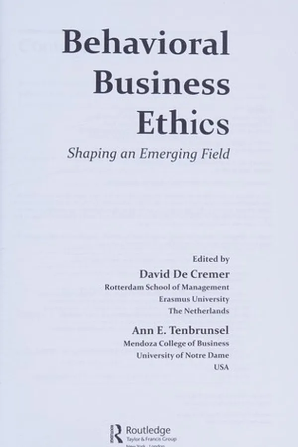 Capa de Behavioral business ethics