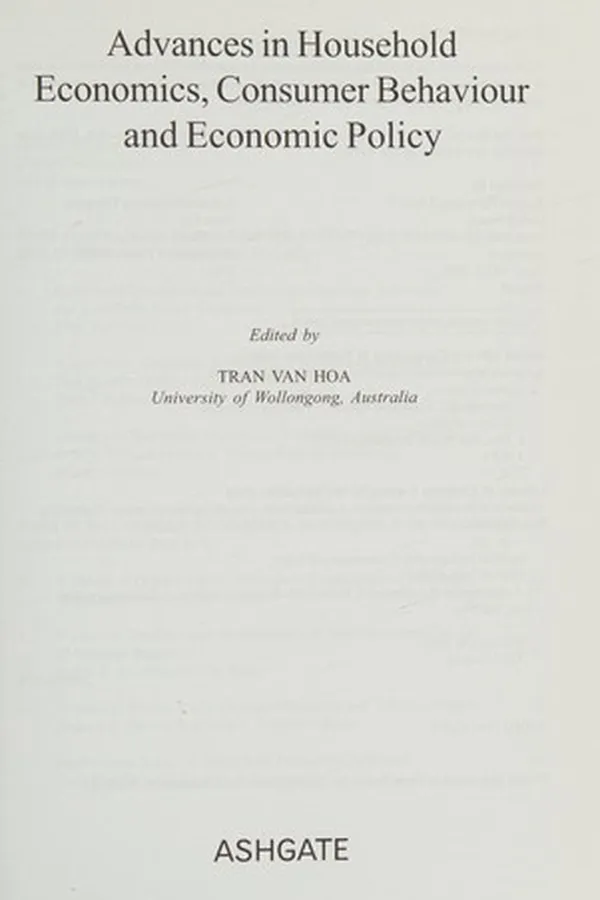 Capa de ADVANCES IN HOUSEHOLD ECONOMICS, CONSUMER BEHAVIOUR AND ECONOMIC POLICY