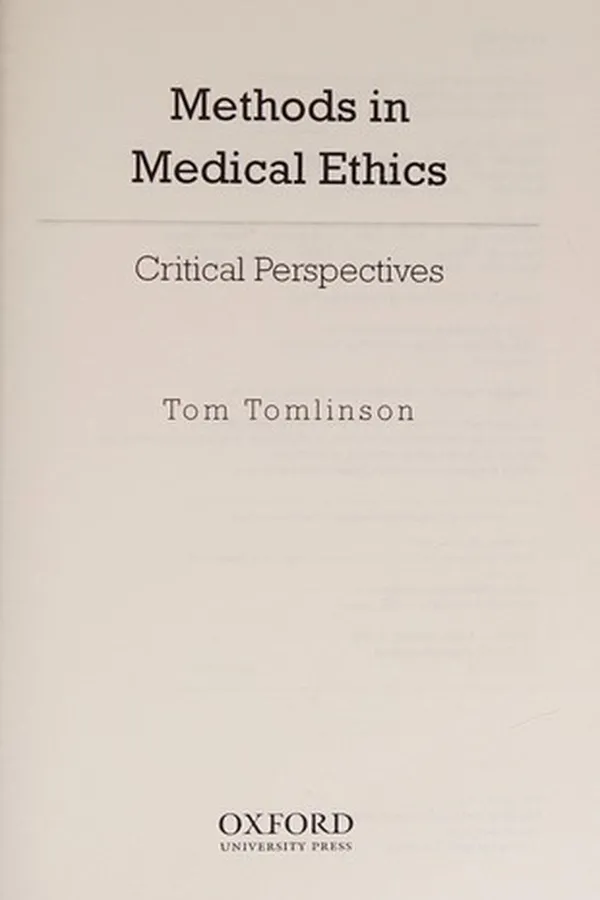 Capa de Methods in medical ethics