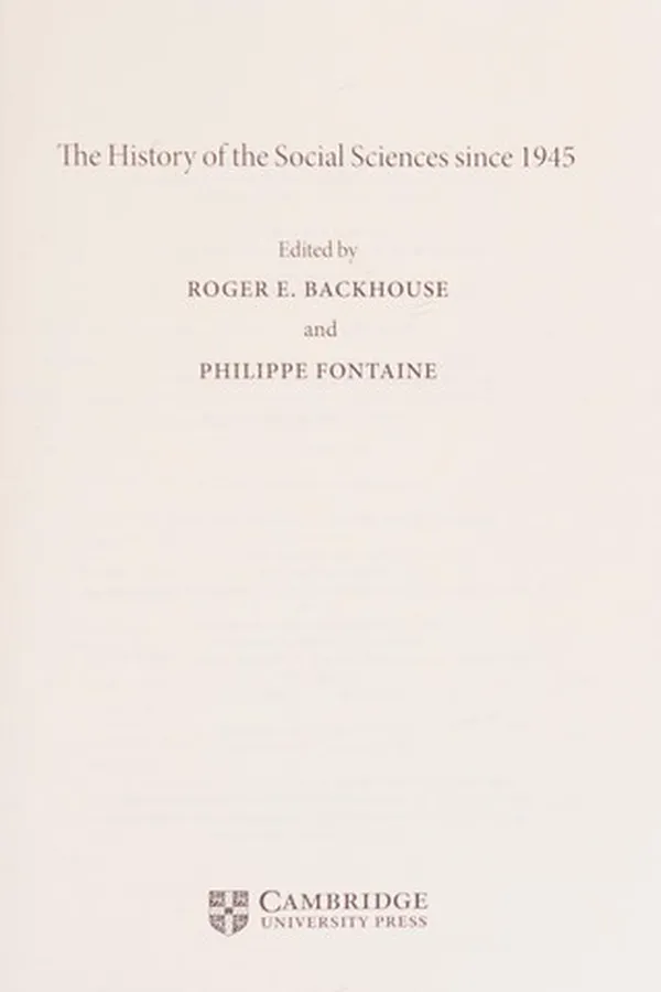 Capa de The history of the social sciences since 1945