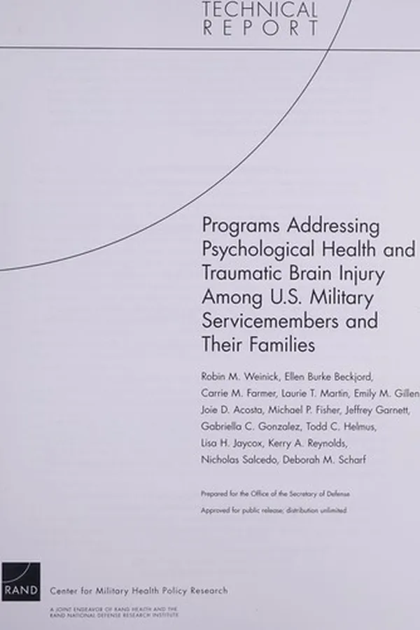 Capa de Programs addressing psychological health and traumatic brain injury among U.S. military servicemembers and their families