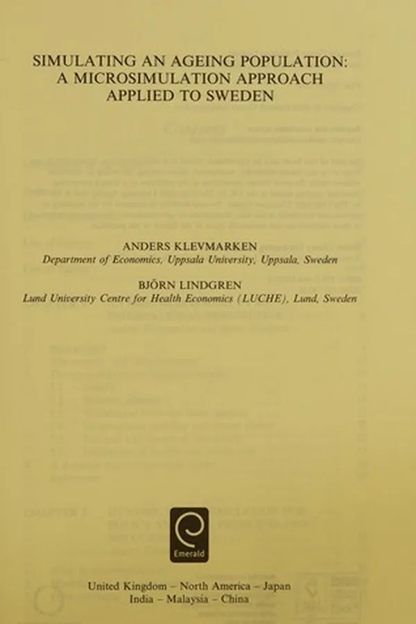 Capa de Simulating an ageing population