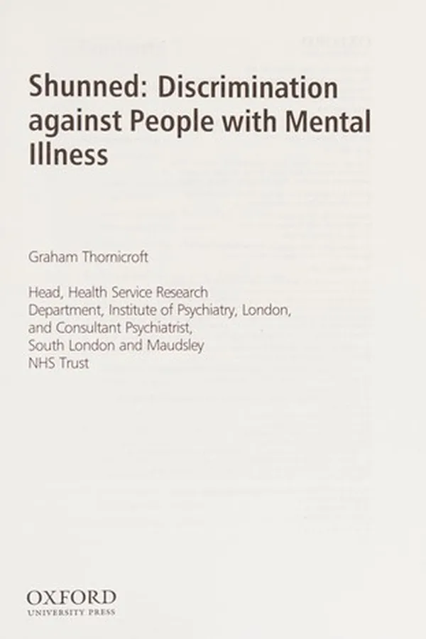 Capa de SHUNNED: DISCRIMINATION AGAINST PEOPLE WITH MENTAL ILLNESS