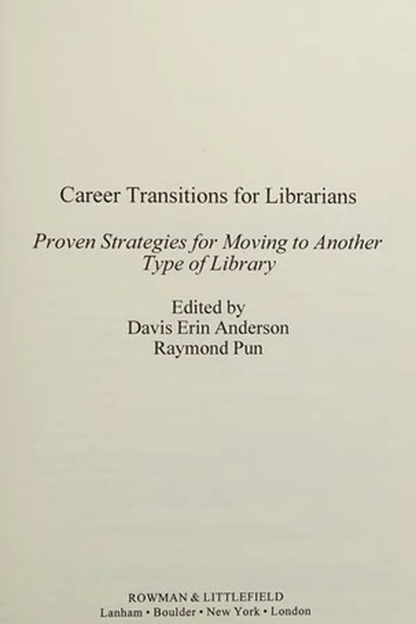 Capa de Career transitions for librarians