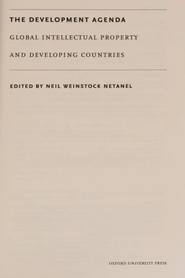 Capa de The development agenda: global intellectual property and developing countries