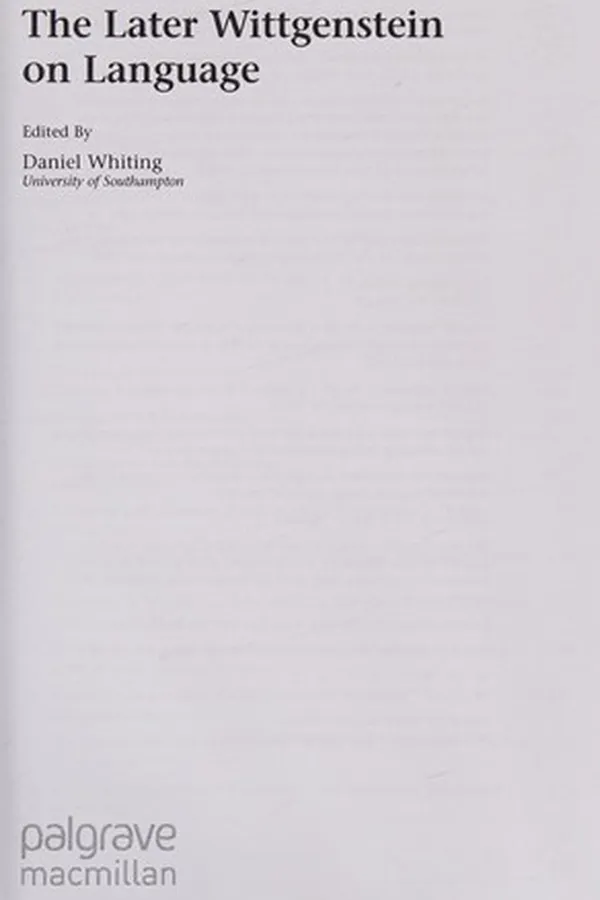Capa de The later Wittgenstein on language