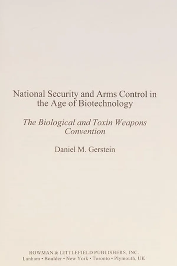Capa de National Security and Arms Control in the Age of Biotechnology