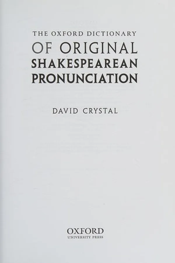 Capa de Oxford Dictionary of Original Shakespearean Pronunciation