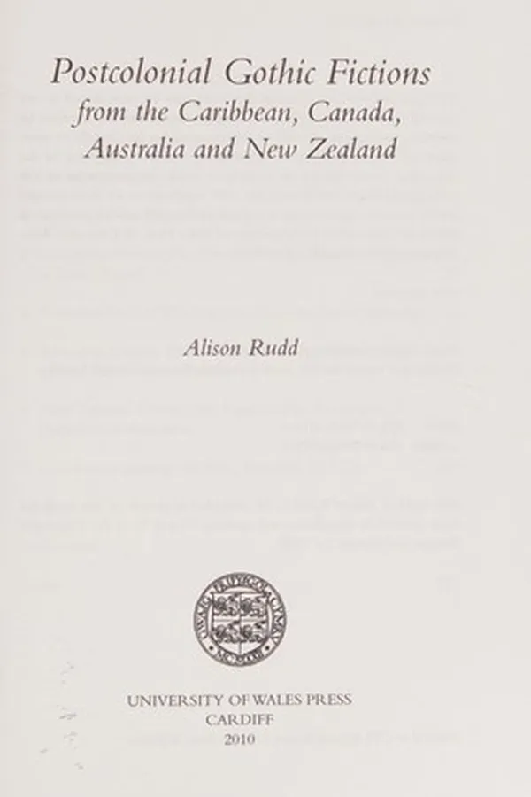 Capa de Postcolonial Gothic Fictions from the Caribbean, Canada, Australia and New Zealand