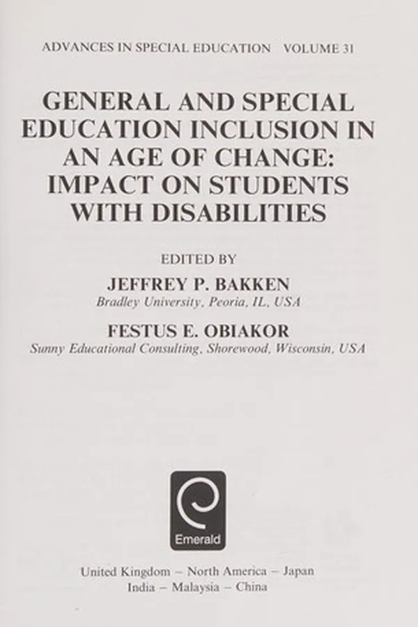 Capa de General and Special Education Inclusion in an Age of Change