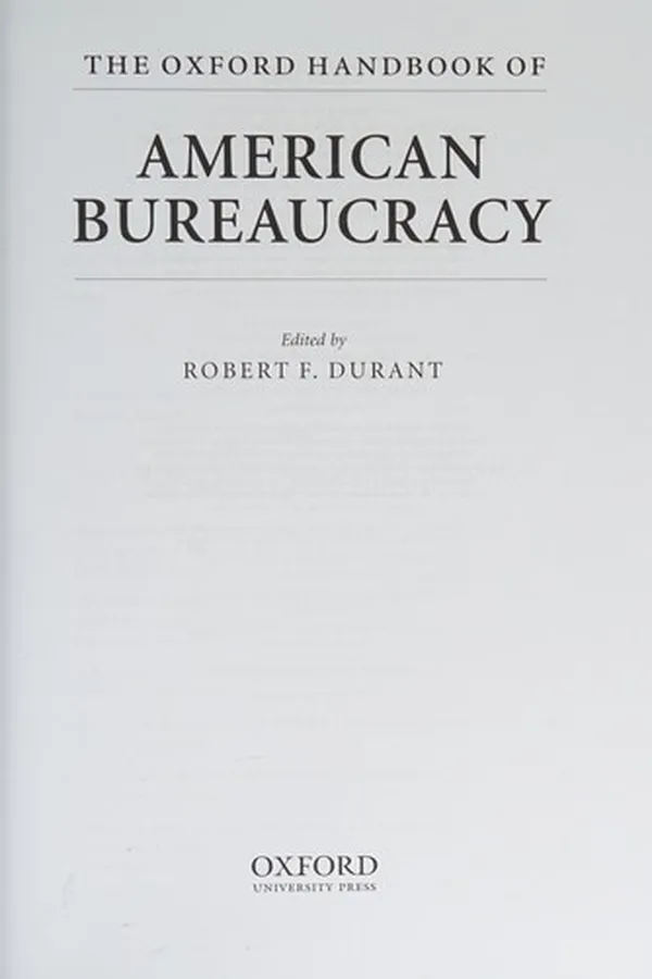 Capa de The Oxford handbook of American bureaucracy