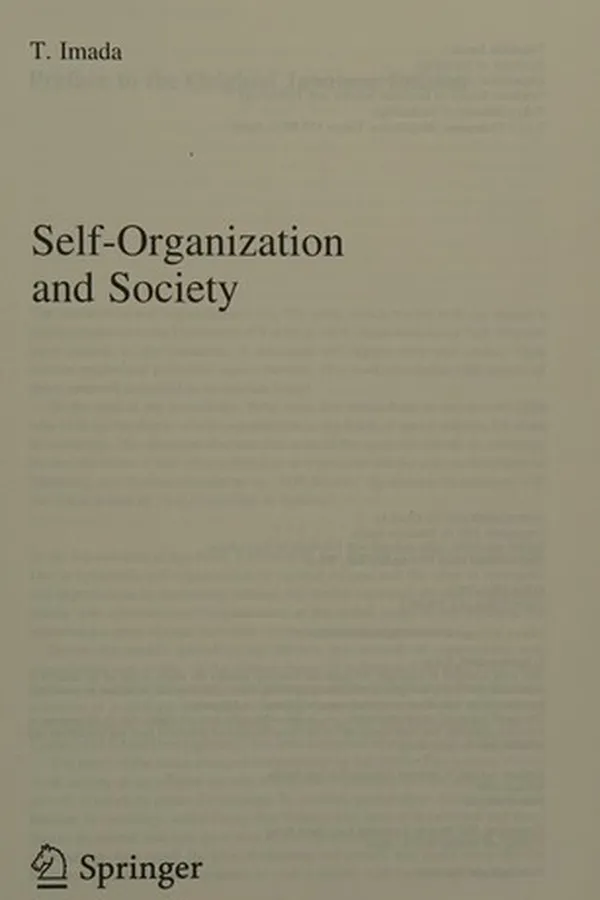 Cover of Self-organization and society