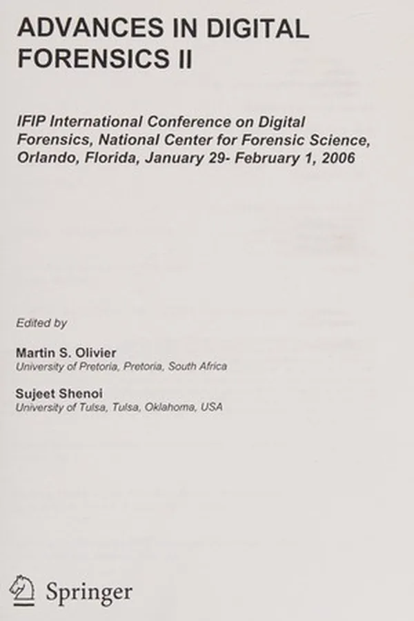 Cover of Advances in digital forensics II