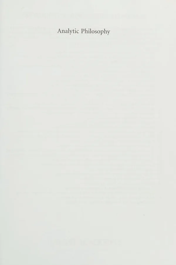 Capa de Analytic philosophy