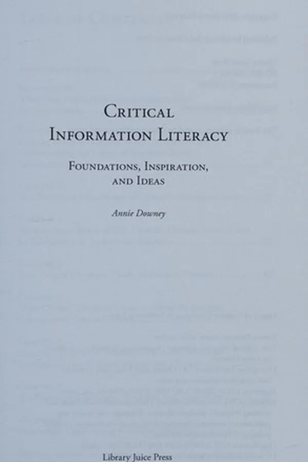 Capa de Critical information literacy