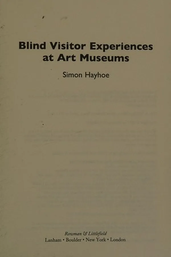 Capa de Blind visitor experiences at art museums