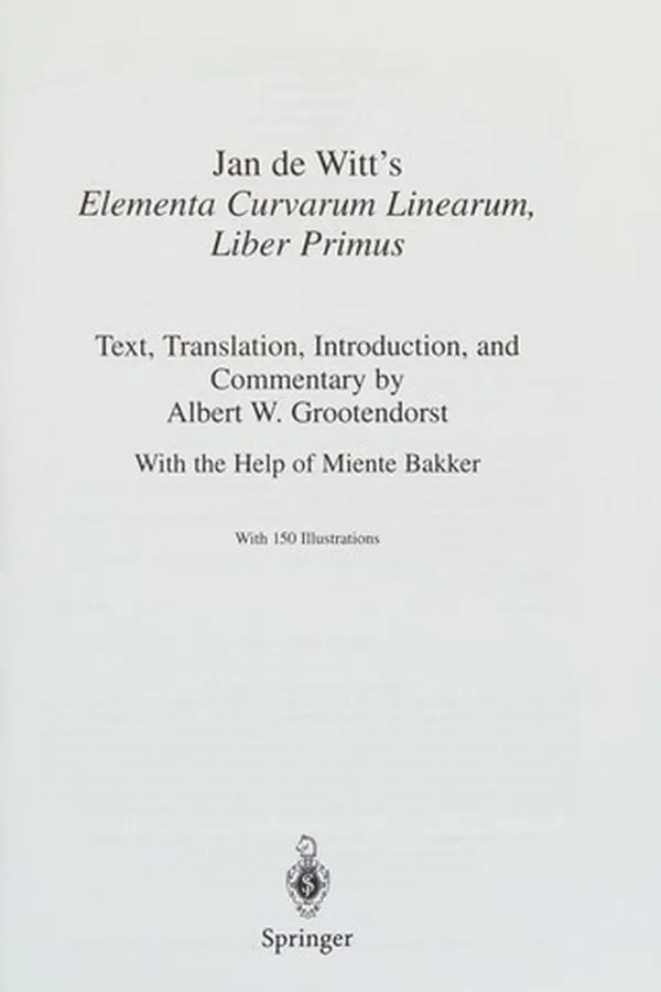 Capa de Jan de Witt's Elementa curvarum linearum, liber primus
