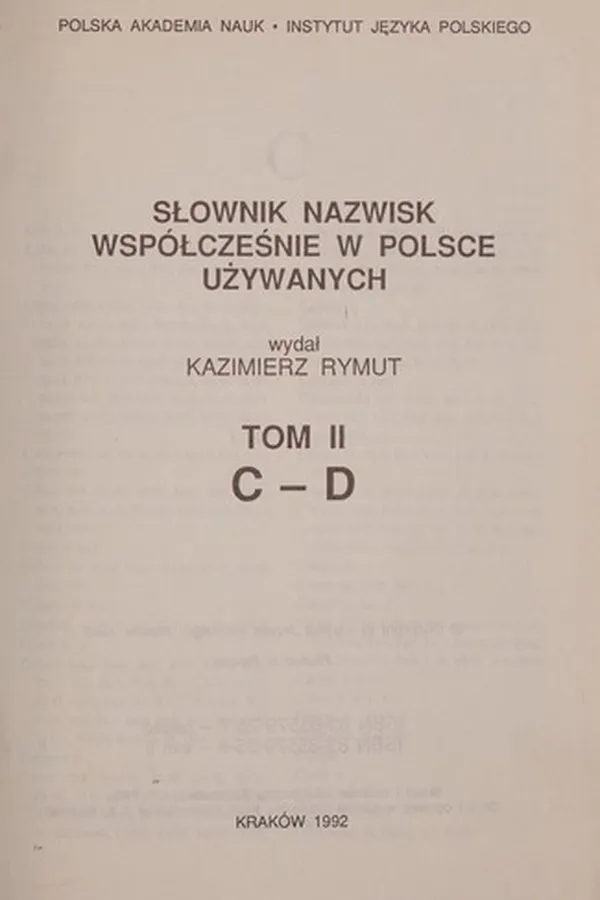 Capa de Słownik nazwisk współcześnie w Polsce używanych