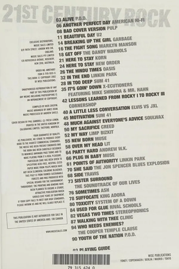 Capa de 21st Century Rock Guitar Chord Songbook 2