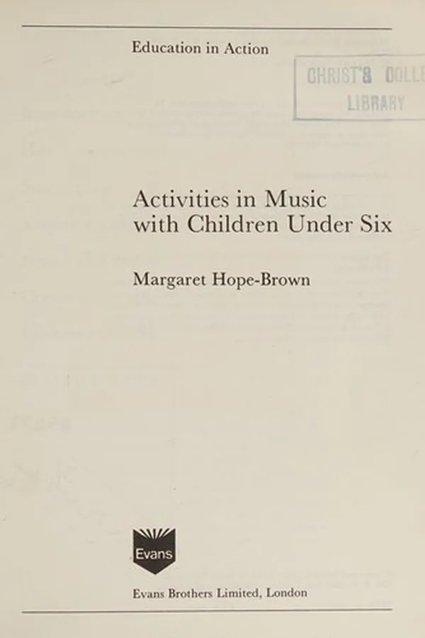 Capa de Activities in Music with Children Under Six (Education in Action)
