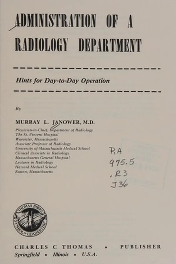 Capa de Administration of a radiology department