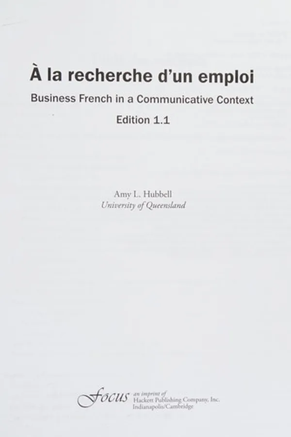 Capa de À la Recherche d'Un Emploi