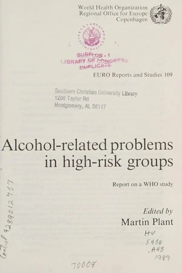 Capa de Alcohol-related problems in high-risk groups