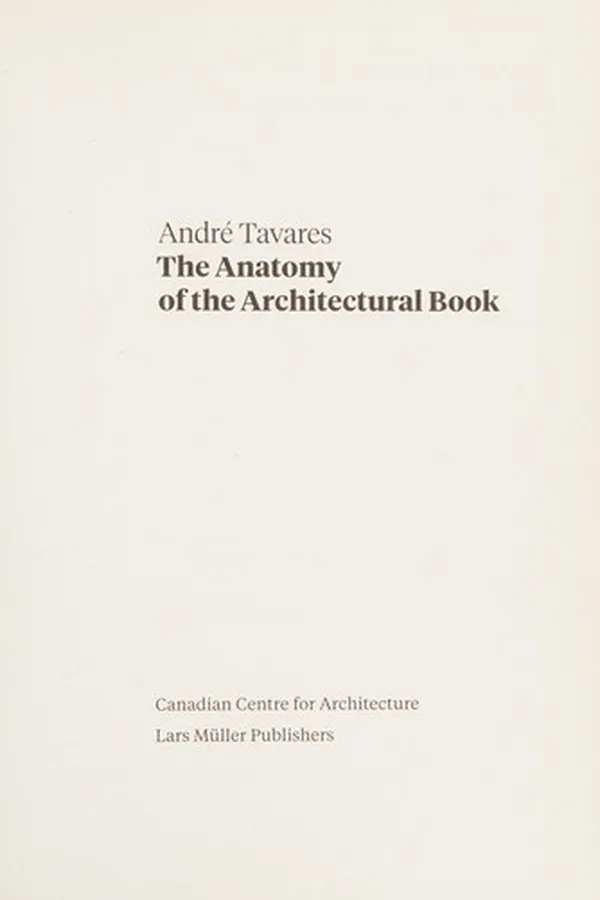 Capa de Anatomy of the Architectural Book