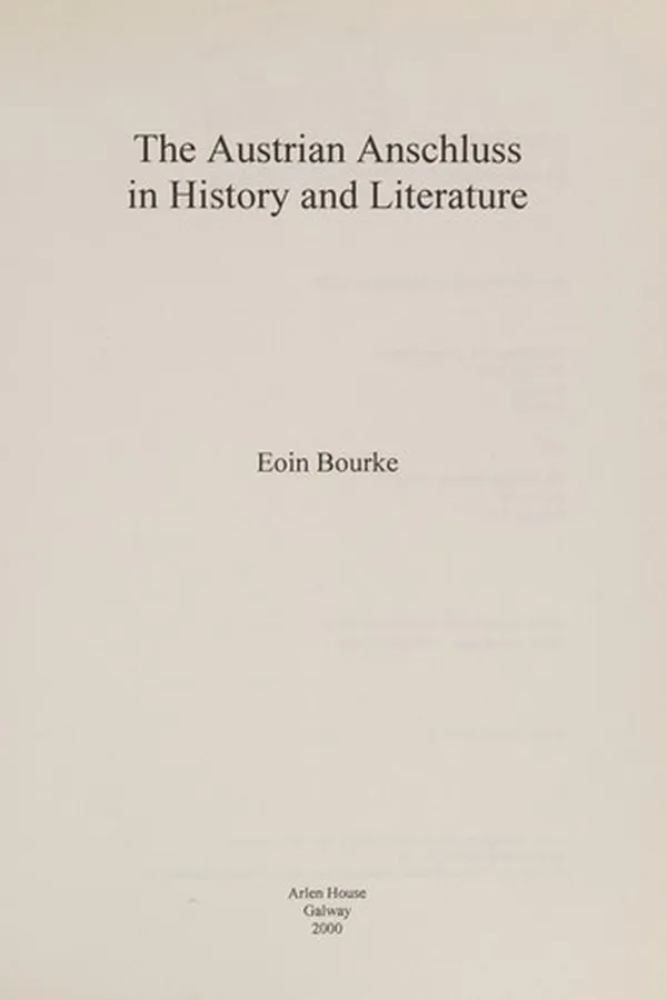 Capa de The Austrian Anschluss in history and literature