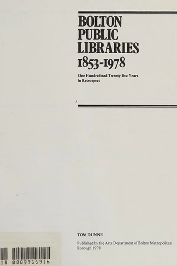 Capa de Bolton public libraries, 1853-1978