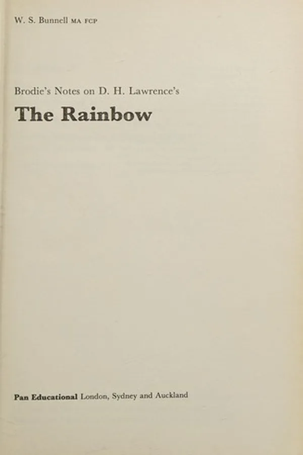 Capa de Brodie's Notes on D.H. Lawrence's The Rainbow (Pan Study Aids)