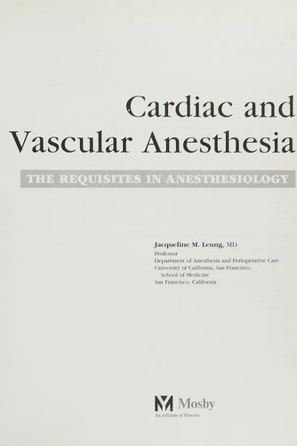 Capa de Cardiac and vascular anesthesia