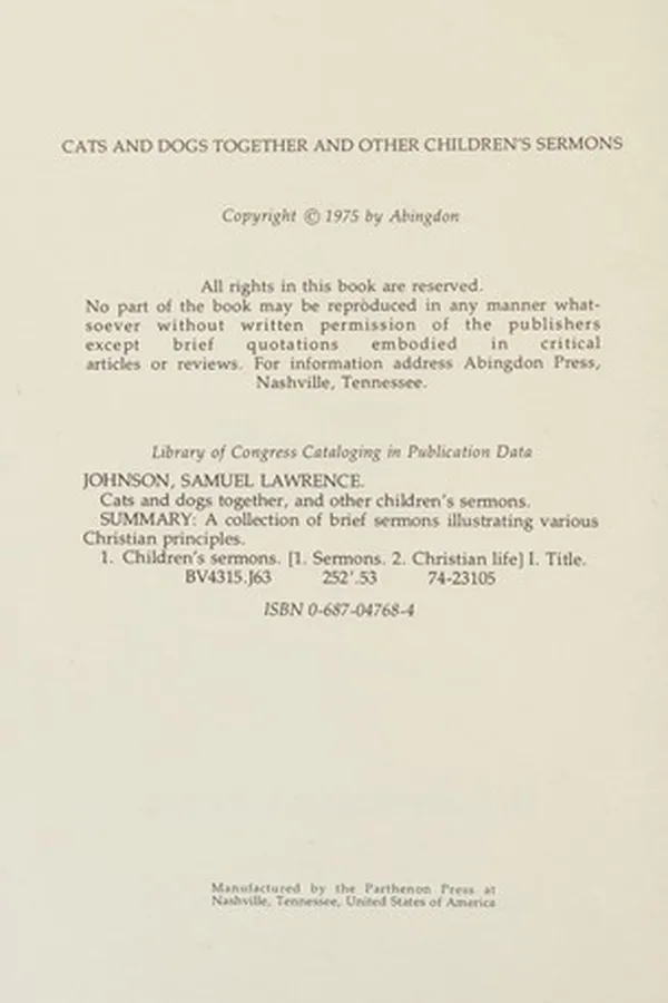 Capa de Cats and dogs together, and other children's sermons