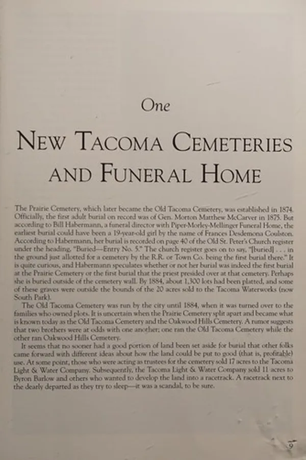 Capa de Cemeteries of Tacoma