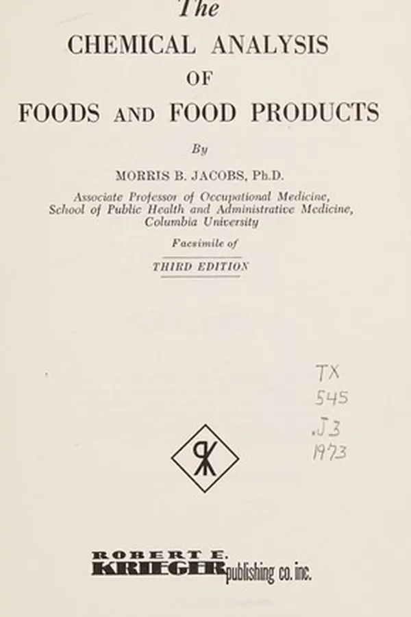 Capa de The chemical analysis of foods and food products