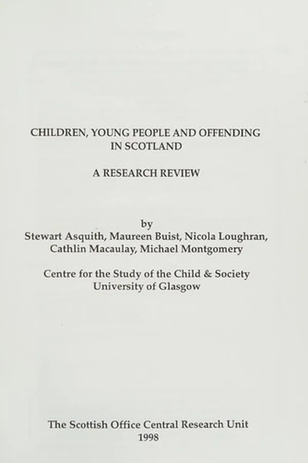 Capa de Children, Young People and Offending in Scotland
