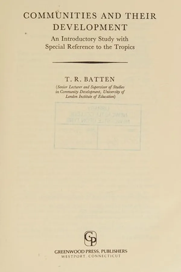 Cover of Communities and their development