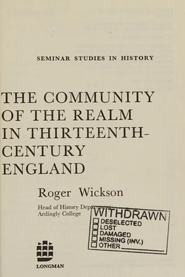 Capa de The community of the realm in thirteenth-century England