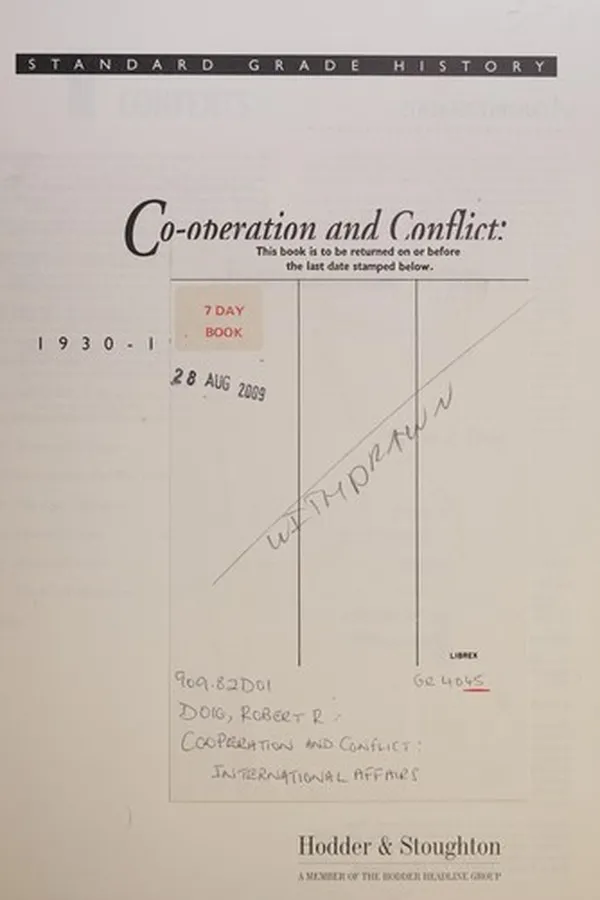 Capa de Cooperation and Conflict (Standard Grade History)