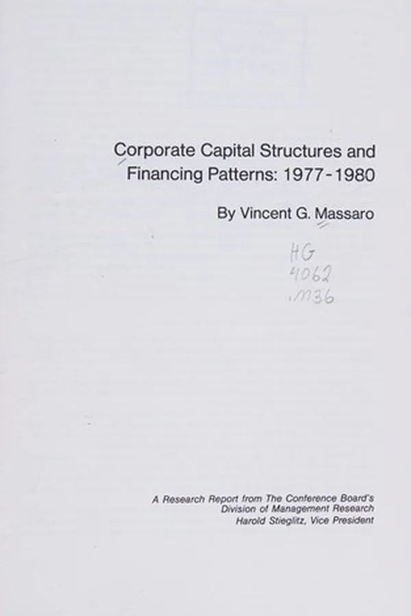 Capa de Corporate capital structures and financing patterns, 1977-1980