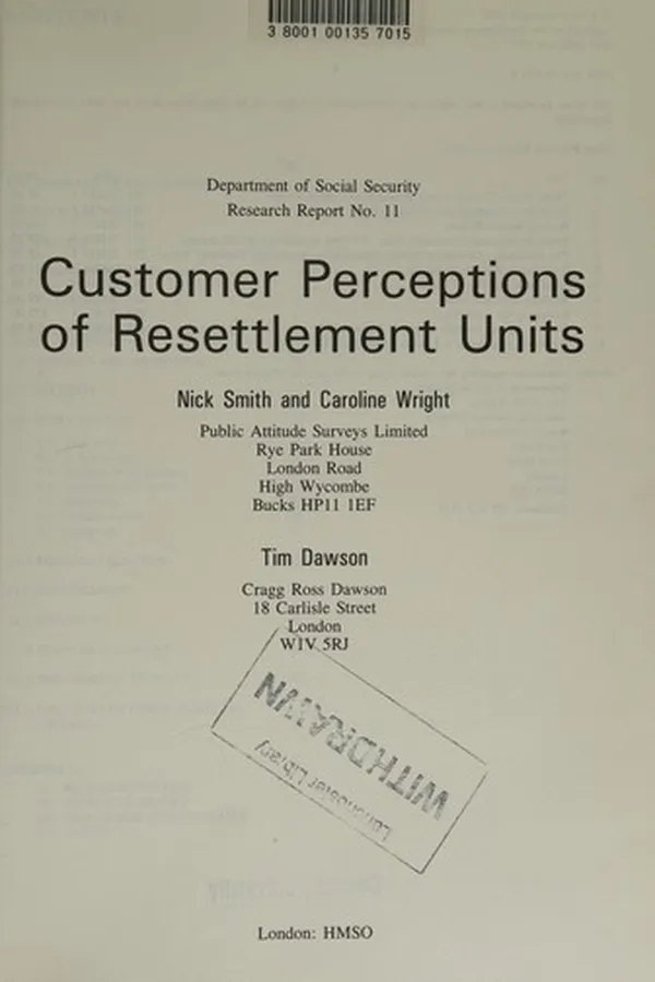 Capa de Customer Perceptions of Resettlement Units