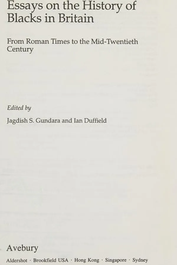 Capa de Essays on the history of Blacks in Britain
