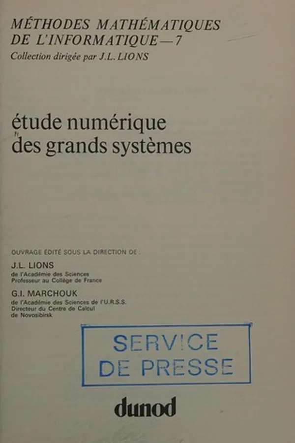 Capa de Étude numérique des grands systèmes