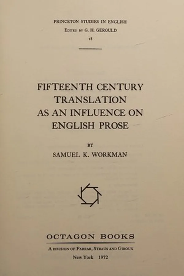 Capa de Fifteenth century translation as an influence on English prose
