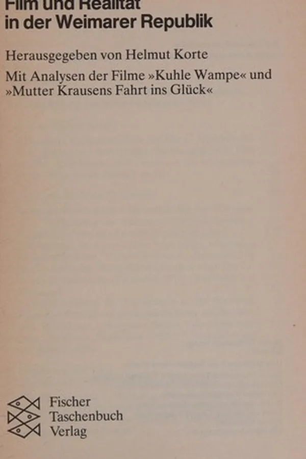 Capa de Film und Realität in der Weimarer Republik